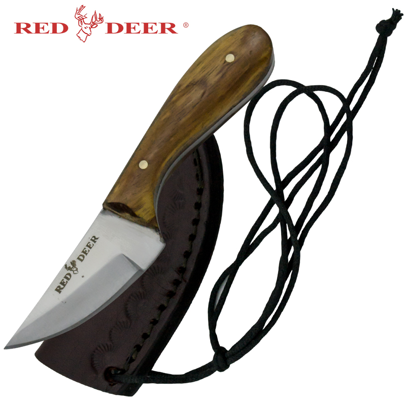 Red Deer Washington Patch Knife with Sun Design Leather Sheath