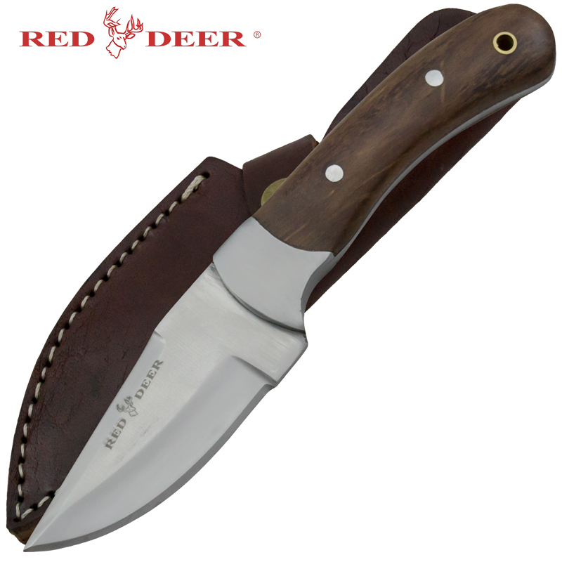 Red Deer Wooden Handle Hunting Knife, Brown