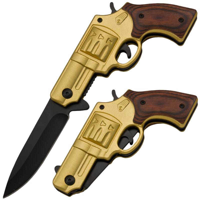 Revolver Knife, Gold-Wood