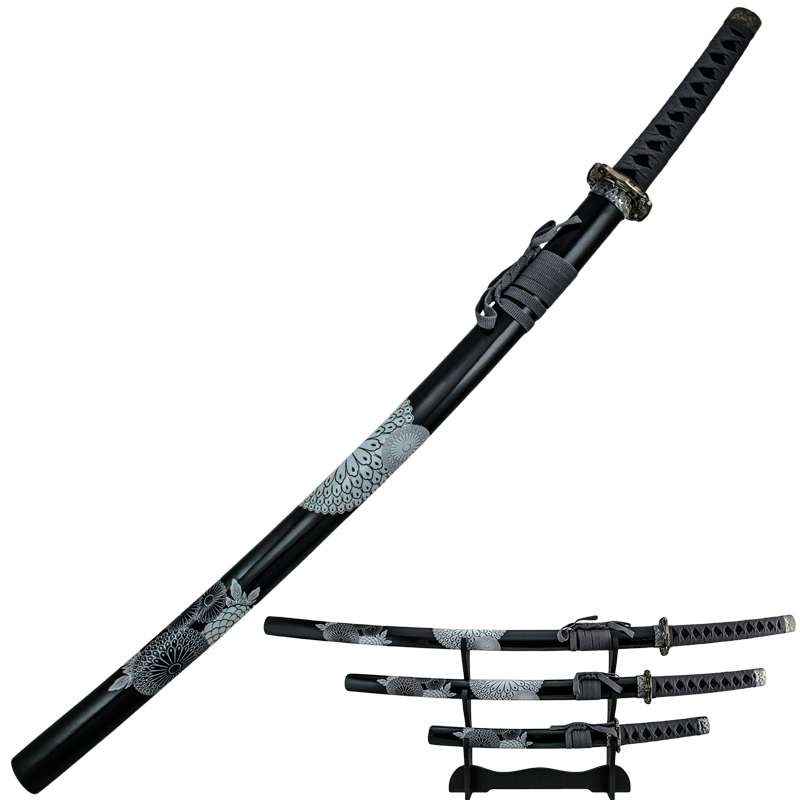 Samurai Flower Scale Katana 3 Piece Sword Set