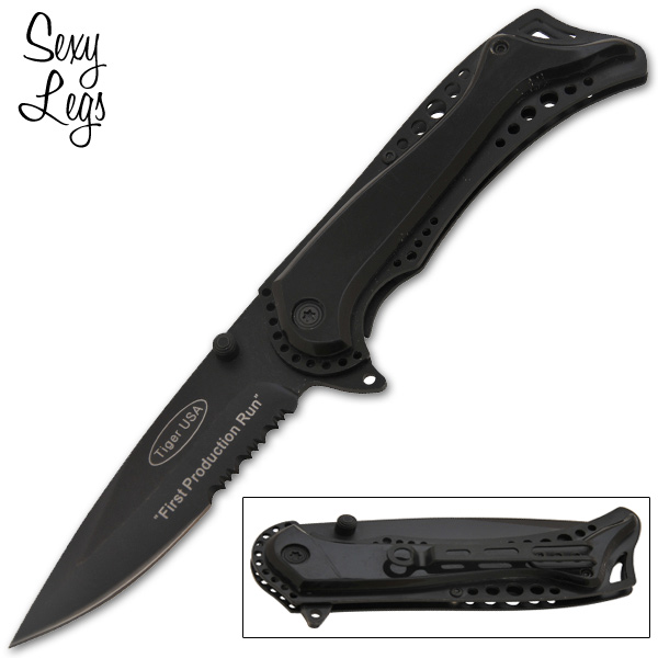 Sexy Legs Spring Assisted Folding Knife - Black