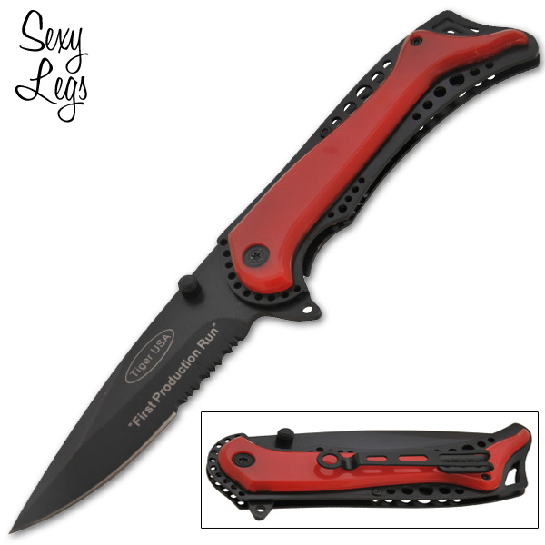 Sexy Legs Spring Assisted Folding Knife - Red