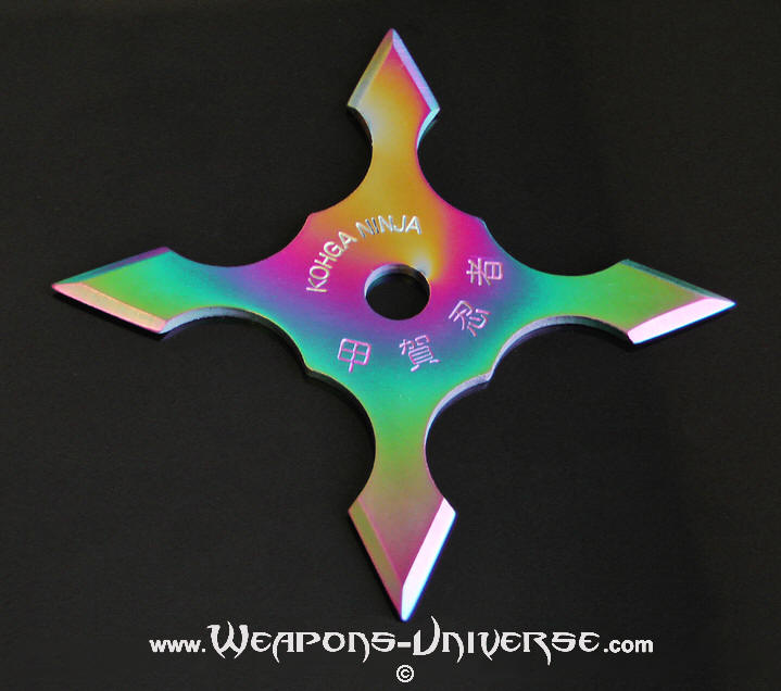 Shiho Shuriken, 4 Pointed, Rainbow, 4 inches