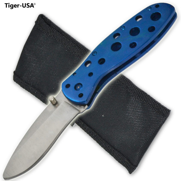 Shredder Spring Assisted Knife, Blue