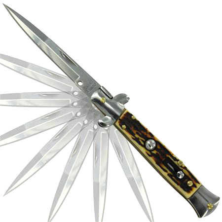Silver Stag Stiletto Switchblade Auto Knife, Open