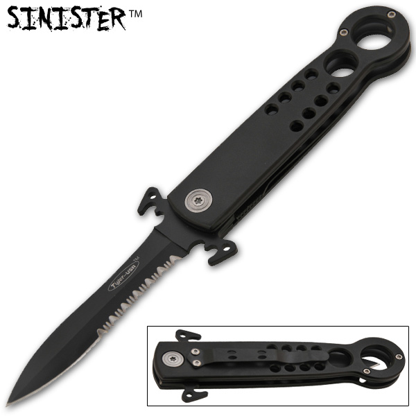 Sinister Spring Assisted Knife, Black - RX-31-BK