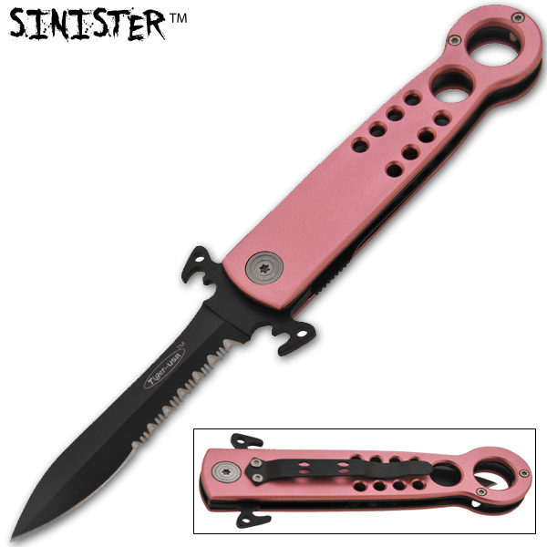 Sinister Spring Assisted Knife, Pink