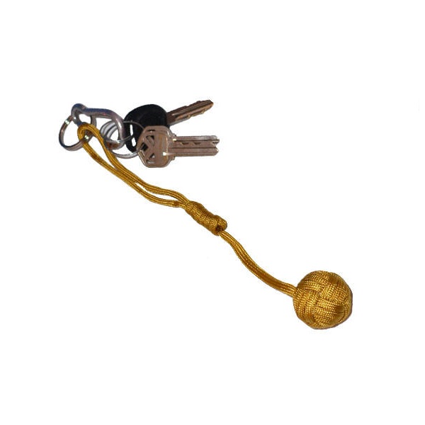 Small Self Defense Monkey Fist Keychain, Yellow