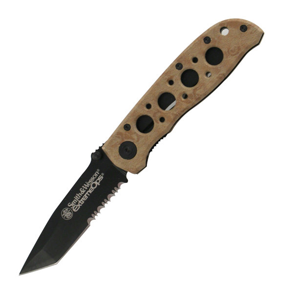 Smith & Wesson CK5TBSD Extreme Ops, Desert Tan Handle, Combo Knife