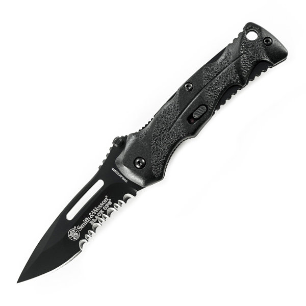 Smith & Wesson SWBLOP2SMBS Black Aluminum Handle, Combo Knife