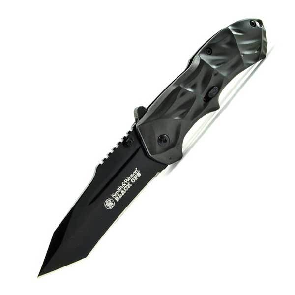 Smith & Wesson SWBLOP3T Black Ops, Gray Aluminum, Black , Plain Knife