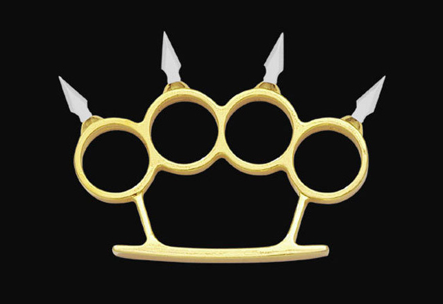 Spear Spiked Brass Knuckles, Black