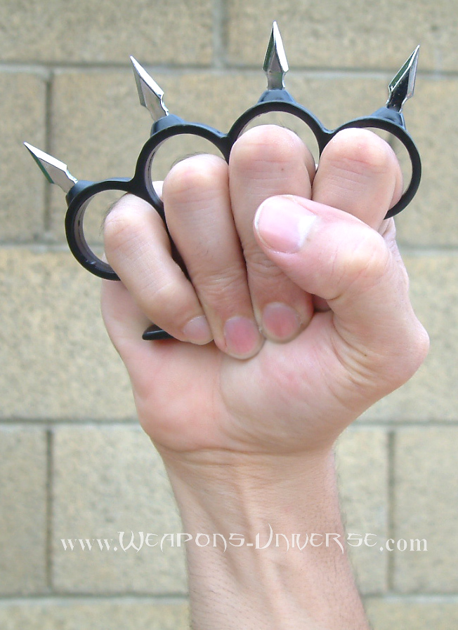 Spear Spiked Brass Knuckles, Black