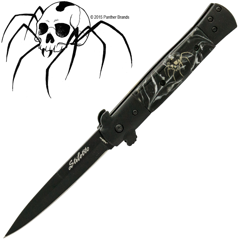 Spider Skull Godfather Knife Black and White