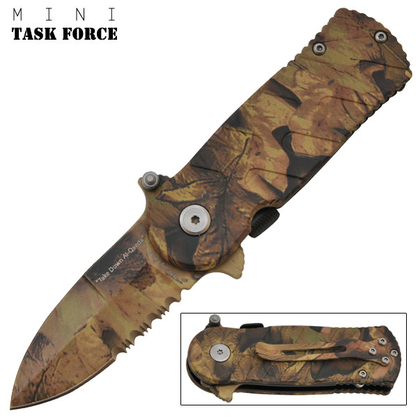 6.5 Inch "Task Force" Trigger Assisted - Tan Leaf Camo P-195-CA3