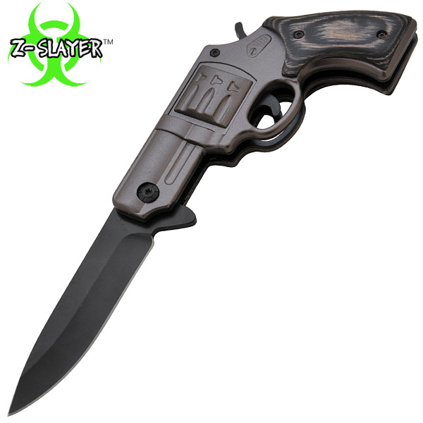 7.25 Inch Z-Slayer Undead Gasher Pistol Knife (Grey Wood) TF-706-GGY