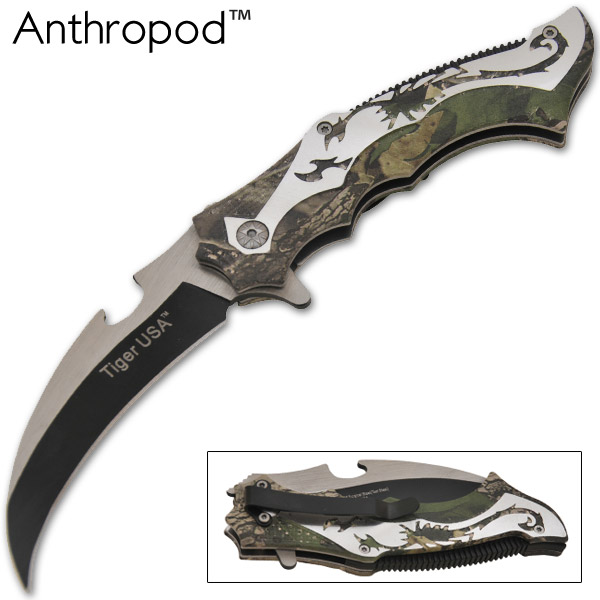 8.5 Inch TigerUSA Trigger Assisted Knife Camo