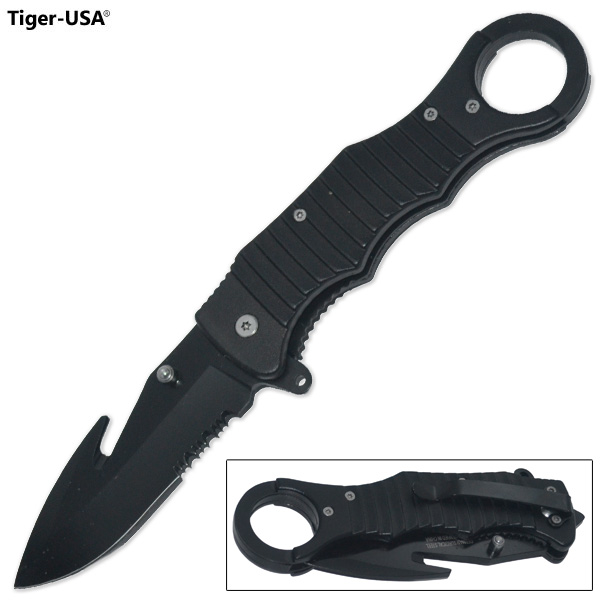 8.5 Inch Trigger Assisted Fear Gutter Knife - Black PA-0263-BK