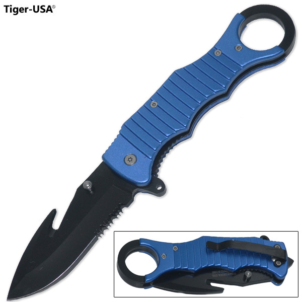 8.5 Inch Trigger Assisted Fear Gutter Knife - Blue PA-0263-BL