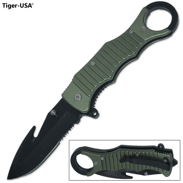 8.5 Inch Trigger Assisted Fear Gutter Knife Green