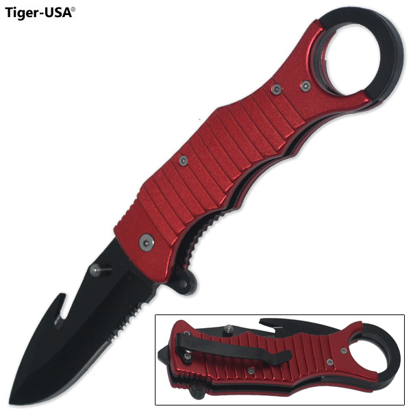 8.5 Inch Trigger Assisted Fear Gutter Knife - Red PA-0263-RD