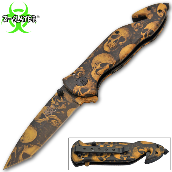 8.5 Inch Trigger Assisted Undead Slayer Knife - Honey Brown Z-652-SK-BR