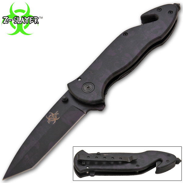 8.5 Inch Trigger Assisted Undead Slayer Knife - Purple Z-652-SK-PP
