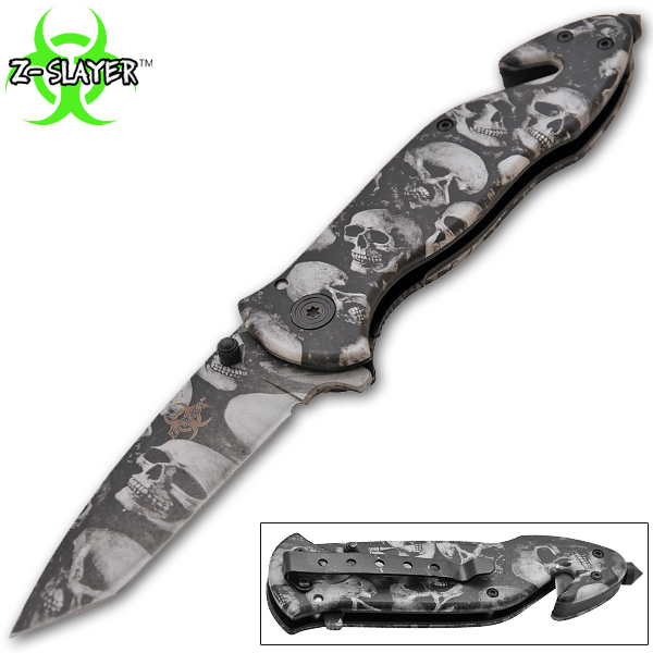 8.5 Inch Trigger Assisted Undead Slayer Knife - White Z-652-SK-SL