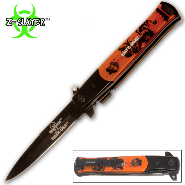 8.5 Inch Undead Slayer Trigger Assisted Knife (Orange) P-109-ZO