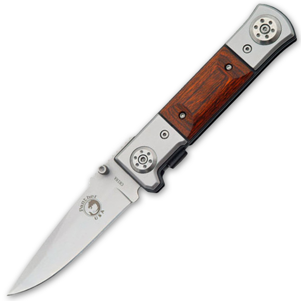 8 Inch Folding Knife w/ Wood Handle - Silver/Wood P-201-BSS