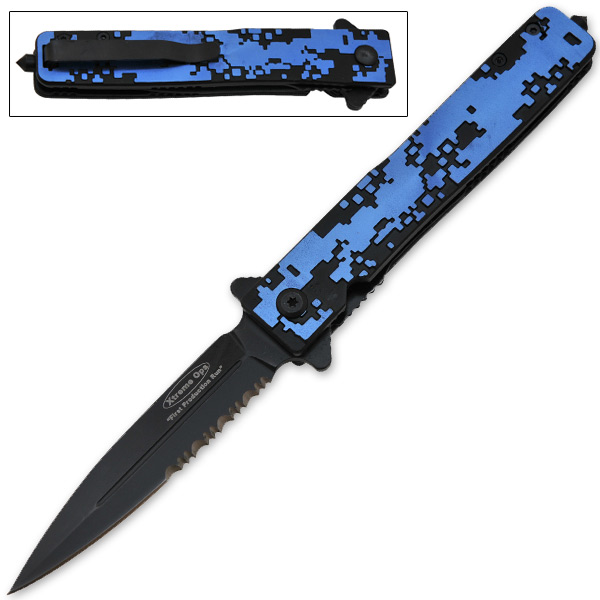 8 Inch "Strike Force" Trigger Assisted Tactical Knife - Blue K-207