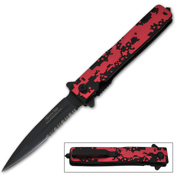 8 Inch "Strike Force" Trigger Assisted Tactical Knife - Red K-205