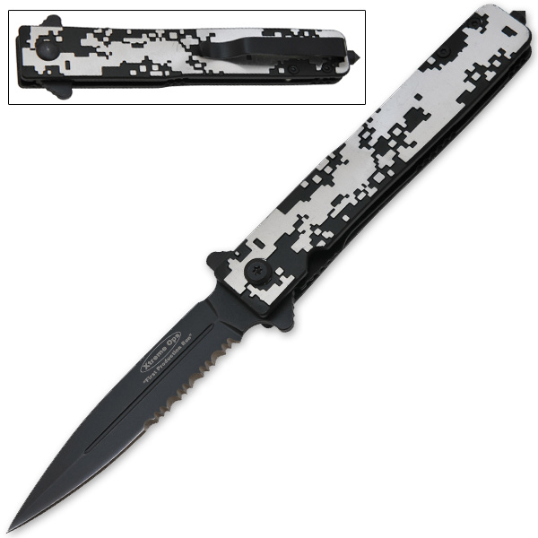 8 Inch "Strike Force" Trigger Assisted Tactical Knife - Silver K-206