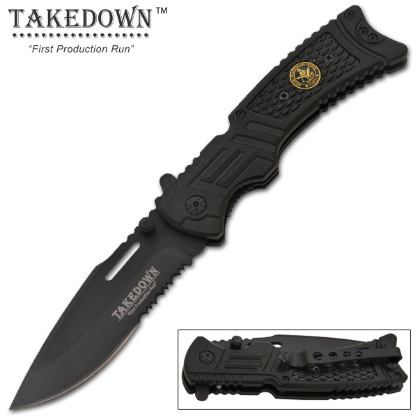 8 Inch Takedown Trigger Assisted Tactical Knife - Black K-268