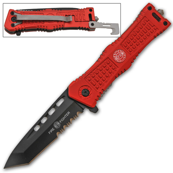 8 Inch Tanto Blade Trigger Assisted Knife Red CLD160