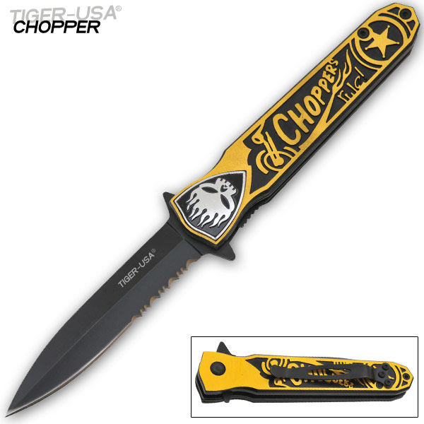 8 Inch Tiger-USA Trigger Assisted Knife - Choppers Rule K-145