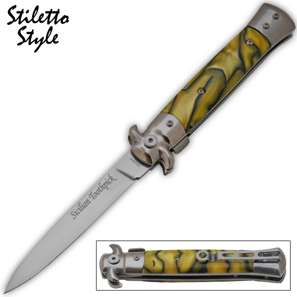 9 Inch Sicilian Toothpick - Milano stiletto style Style - Yellow L-768-YB