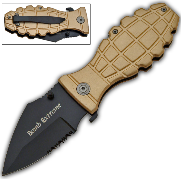 Bomb Extreme Trigger Assisted Grenade Knife - Gold G-2-GD