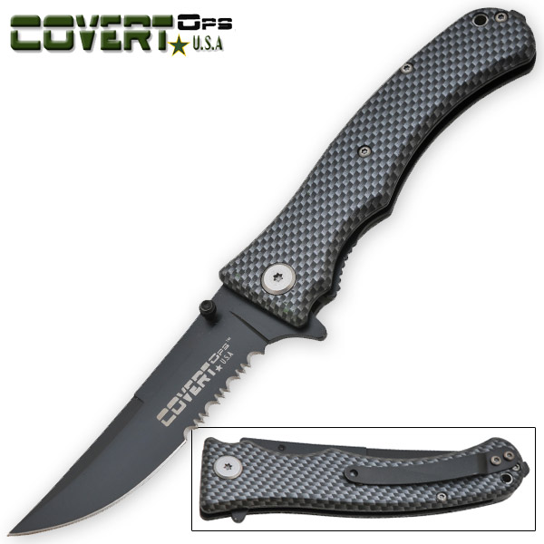 Covert Ops Rescue Trigger Assisted Knife - Damascus CO-1001-B