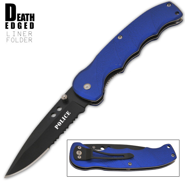 Death Edged Liner Folder Knife Blue CLD02BL