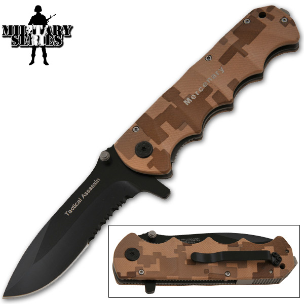 Half Pound of Power - Tactical Rescue Trigger Assisted Knife - Desert Camo K-89