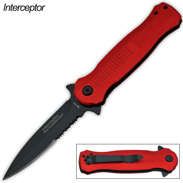 Interceptor-Action Packed Tiger USA Folding Knife - Red 73-RD
