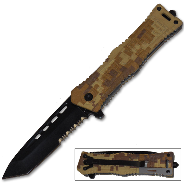 Military Special Operation Trigger Assist Knife - Digital Desert Camo CLD166