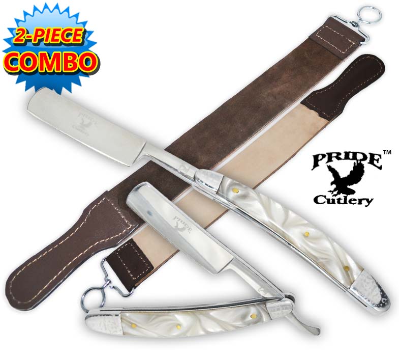 Pride Cutlery Straight Razor & Leather Strop (2Piece Set)