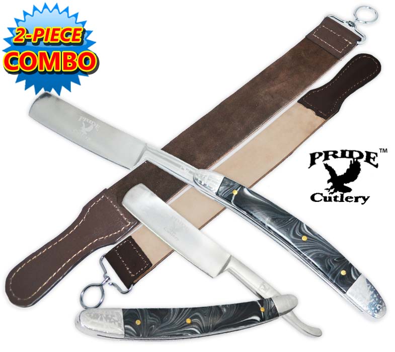 Pride Cutlery Straight Razor & Leather Strop (2Piece Set)