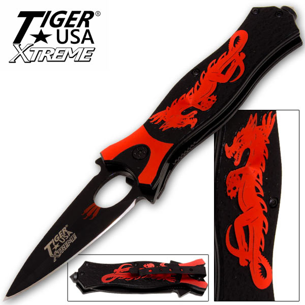 Tiger USA Xtreme Dragon Watch Assisted Knife - Red FVL-1-RD
