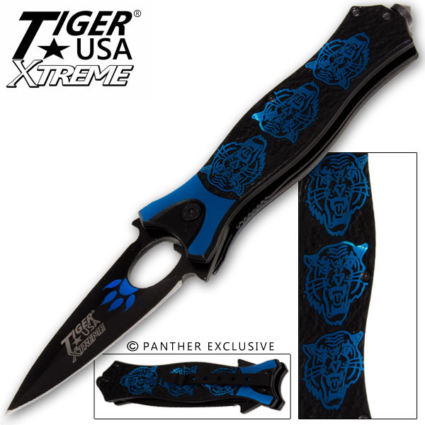 Tiger USA Xtreme Tiger Roar Knife - Blue TF-912-BL