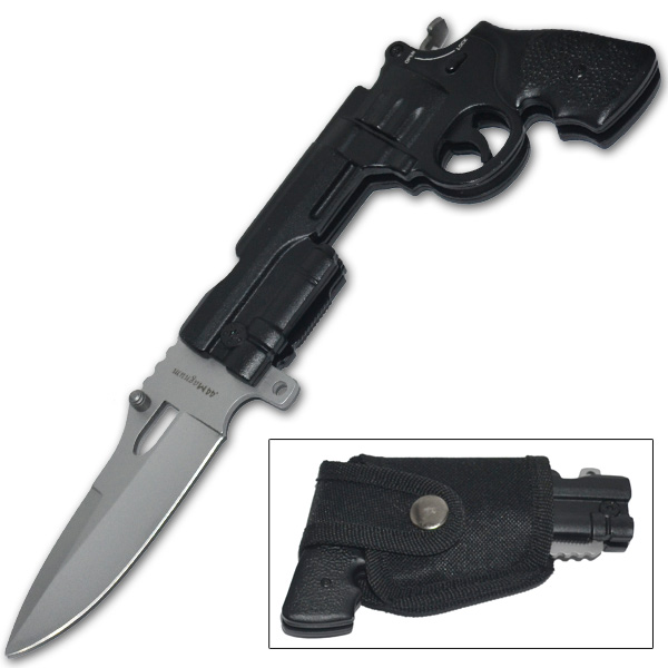 Trigger Assisted .44 Mag Pistol Knife (Black/Silver) GK-44-SO