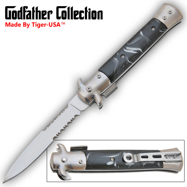 Trigger Assisted Godfather Stiletto Style Collection (B&W Swirl) CLD111