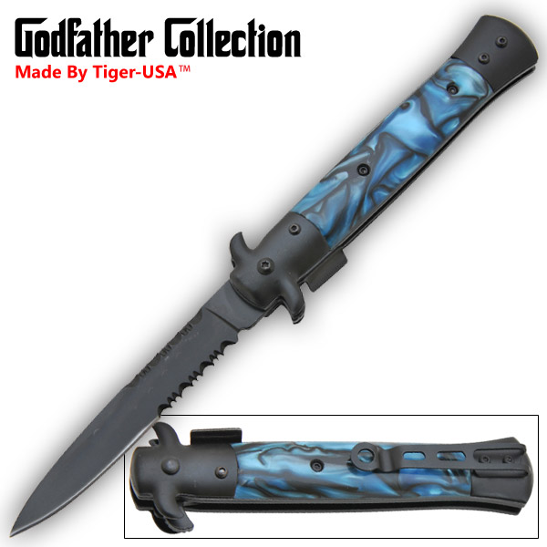 Trigger Assisted Godfather Stiletto Style Collection (Black & Blue) CLD118